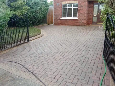 Driveway cleaning carried out on a paved driveway in Tramore