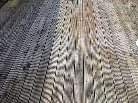 Wooden deck before being professionally cleaned in Clonmel, South Tipperary